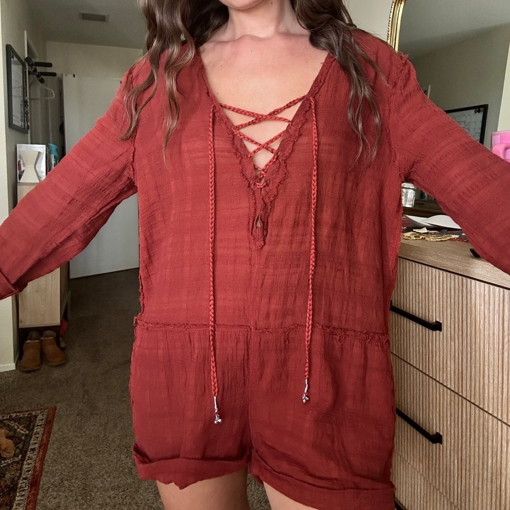 Free People Textured Gauze Romper S